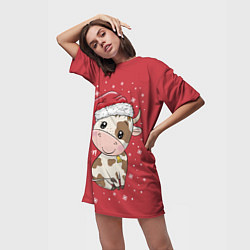 Футболка женская длинная Бычок, цвет: 3D-принт — фото 2