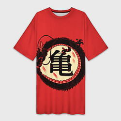 Женская длинная футболка Иероглифы Китайский Дракон