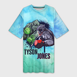 Женская длинная футболка Тайсон против Джонса