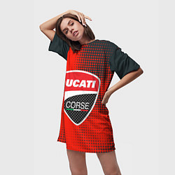 Футболка женская длинная Ducati Corse logo, цвет: 3D-принт — фото 2