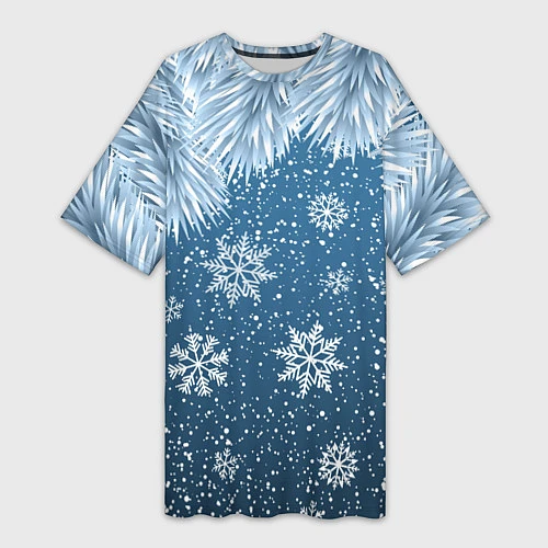 Женская длинная футболка Снежное Настроенние / 3D-принт – фото 1