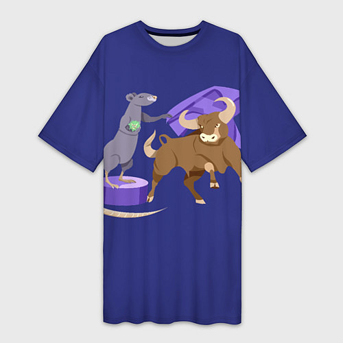 Женская длинная футболка Крыса и бык / 3D-принт – фото 1