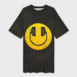 Женская длинная футболка Наушники Смайл