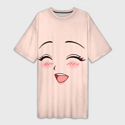Женская длинная футболка Сonfused anime face