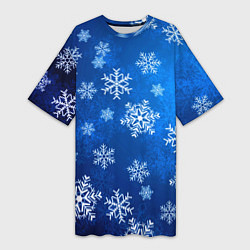 Женская длинная футболка Новый Год Снежинки