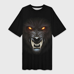 Женская длинная футболка Злой Волк
