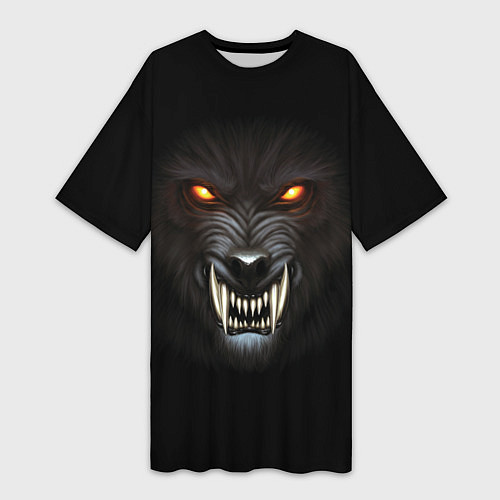 Женская длинная футболка Злой Волк / 3D-принт – фото 1