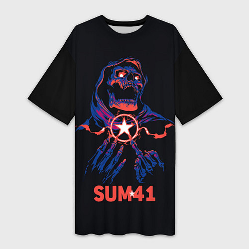 Женская длинная футболка Sum 41 череп / 3D-принт – фото 1