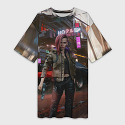 Женская длинная футболка Cyberpunk 2077