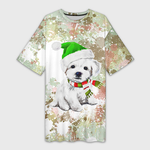 Женская длинная футболка Щенок / 3D-принт – фото 1