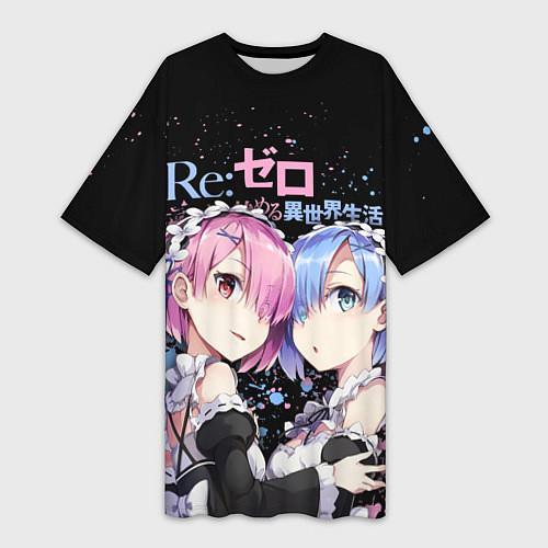 Женская длинная футболка Re:Zero, Рам и Рем / 3D-принт – фото 1