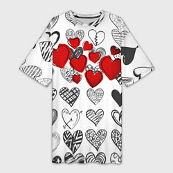 Женская длинная футболка Сердца