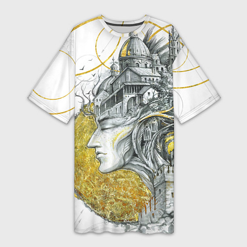 Женская длинная футболка Мечты города / 3D-принт – фото 1