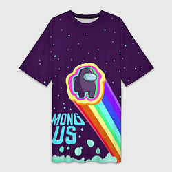 Женская длинная футболка AMONG US neon rainbow