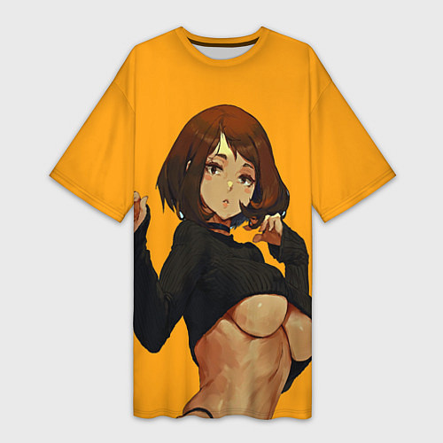 Женская длинная футболка Uraraka Ahegao Урарака / 3D-принт – фото 1