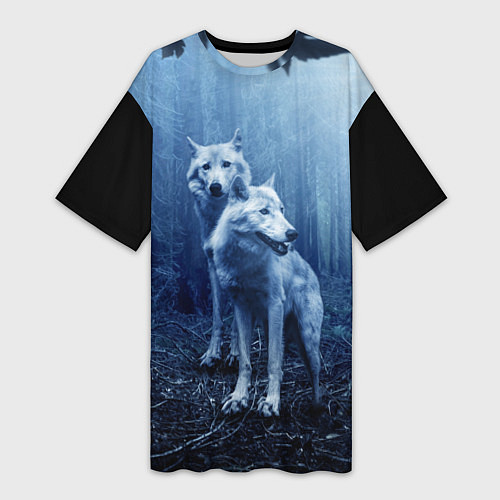 Женская длинная футболка Волки / 3D-принт – фото 1