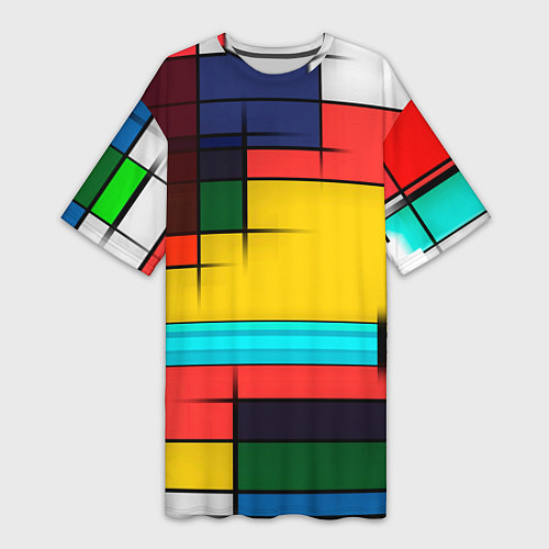 Женская длинная футболка Абстрактные фигуры цвета / 3D-принт – фото 1