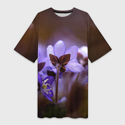 Женская длинная футболка Хрупкий цветок фиалка