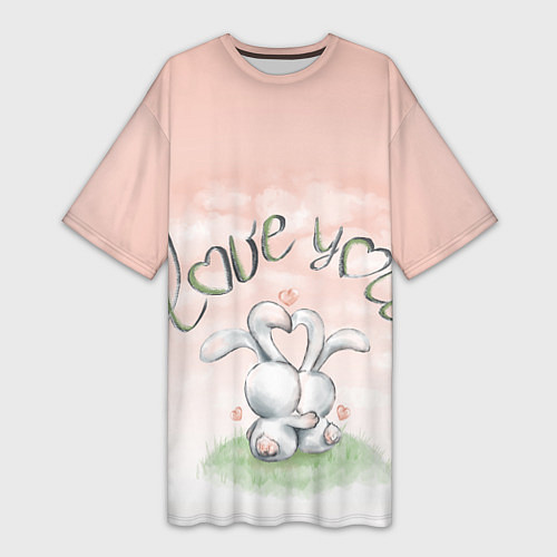Женская длинная футболка Люблю тебя / 3D-принт – фото 1
