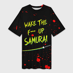 Женская длинная футболка WAKE THE F*** UP SAMURAI