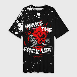 Женская длинная футболка WAKE THE F CK UP!