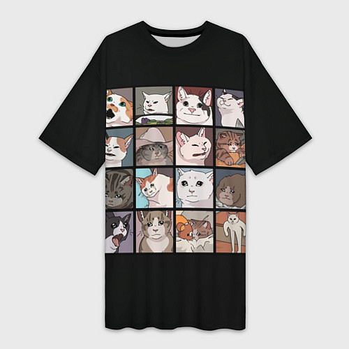 Женская длинная футболка Коты и кошки / 3D-принт – фото 1