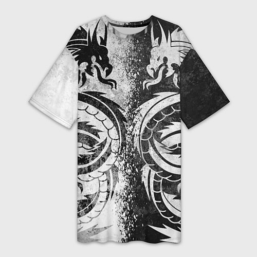 Женская длинная футболка ДРАКОНЫ DRAGONS / 3D-принт – фото 1