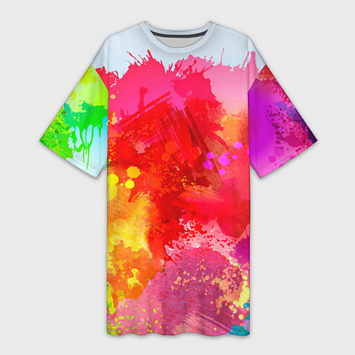 Женская длинная футболка Брызги краски / 3D-принт – фото 1
