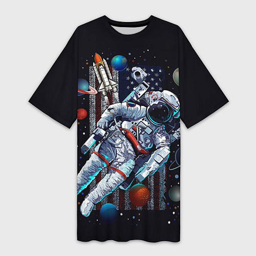 Женская длинная футболка Космическая Тема США / 3D-принт – фото 1