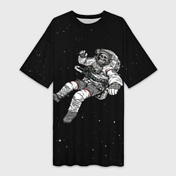 Женская длинная футболка Скелет Космонавт