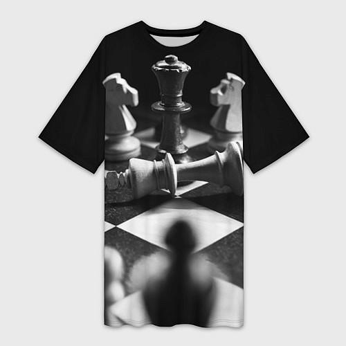 Женская длинная футболка Шахматы / 3D-принт – фото 1