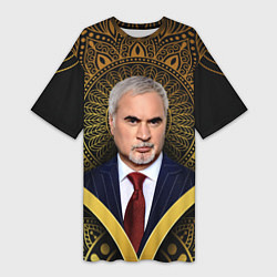 Футболка женская длинная Валерий Меладзе золото мандала, цвет: 3D-принт