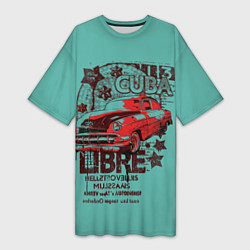 Футболка женская длинная CUBA CAR, цвет: 3D-принт