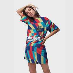 Футболка женская длинная FC Barcelona La Liga Pre-Match 202122, цвет: 3D-принт — фото 2