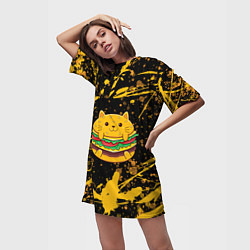 Футболка женская длинная Котобургер, цвет: 3D-принт — фото 2