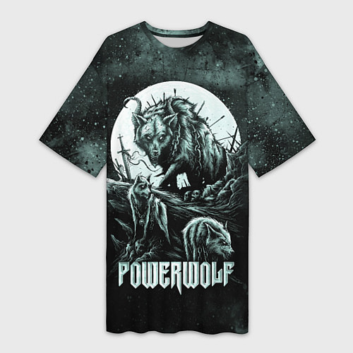 Женская длинная футболка Powerwolf / 3D-принт – фото 1