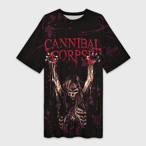 Женская длинная футболка Cannibal Corpse Skeleton / 3D-принт – фото 1