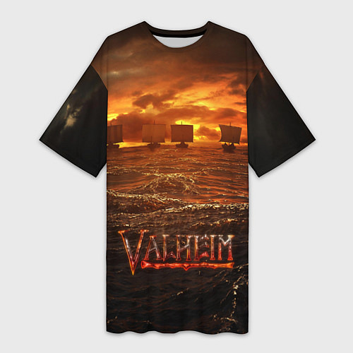 Женская длинная футболка Valheim Корабли / 3D-принт – фото 1