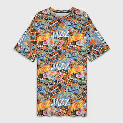 Футболка женская длинная Jazz, цвет: 3D-принт