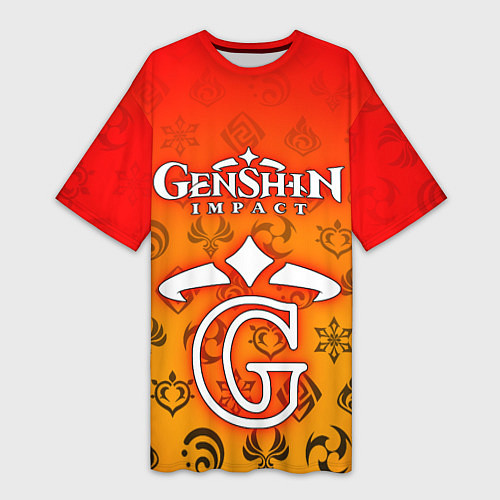 Женская длинная футболка GENSHIN IMPACT / 3D-принт – фото 1