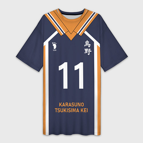 Женская длинная футболка KARASUNO 11 ФОРМА КАРАСУНО / 3D-принт – фото 1