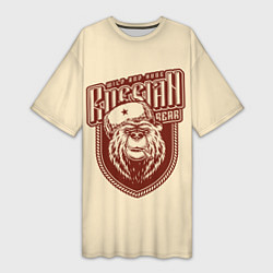 Футболка женская длинная РОССИЙСКИЙ МЕДВЕДЬ, цвет: 3D-принт