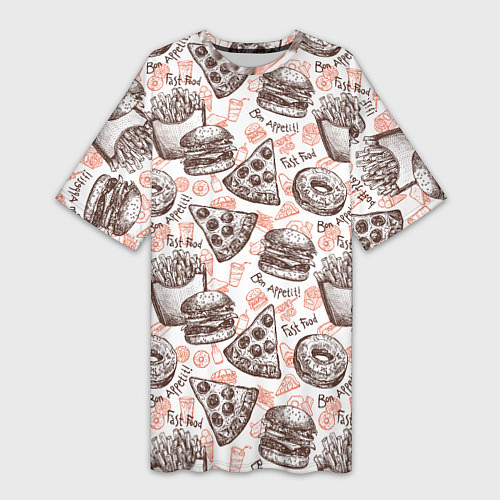Женская длинная футболка Фастфуд Fast food / 3D-принт – фото 1