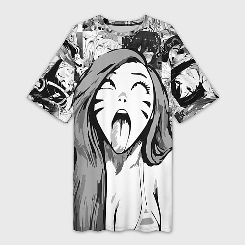 Женская длинная футболка Belle Delphine Ahegao / 3D-принт – фото 1