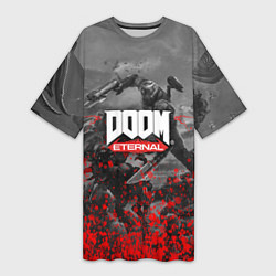 Футболка женская длинная DOOM, цвет: 3D-принт