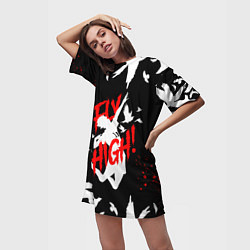 Футболка женская длинная HAIKYU ВОЛЕЙБОЛ, цвет: 3D-принт — фото 2