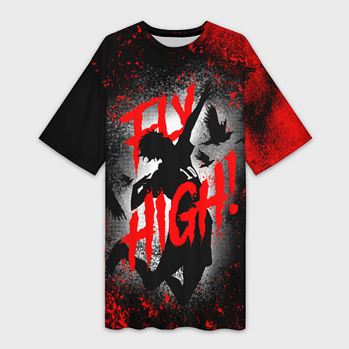 Женская длинная футболка FLY HIGH ВОЛЕЙБОЛ!! / 3D-принт – фото 1