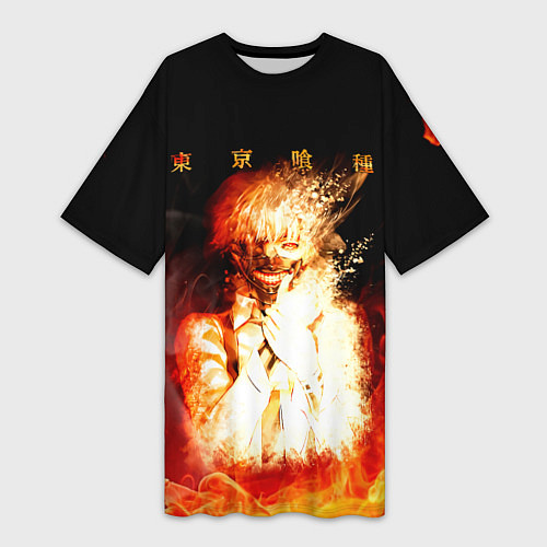 Женская длинная футболка Огненый Канеки Кен / 3D-принт – фото 1