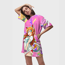 Футболка женская длинная Kirino Kousaka, цвет: 3D-принт — фото 2