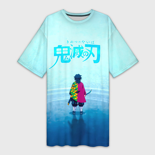 Женская длинная футболка Гию Томиока Kimetsu no Yaiba / 3D-принт – фото 1